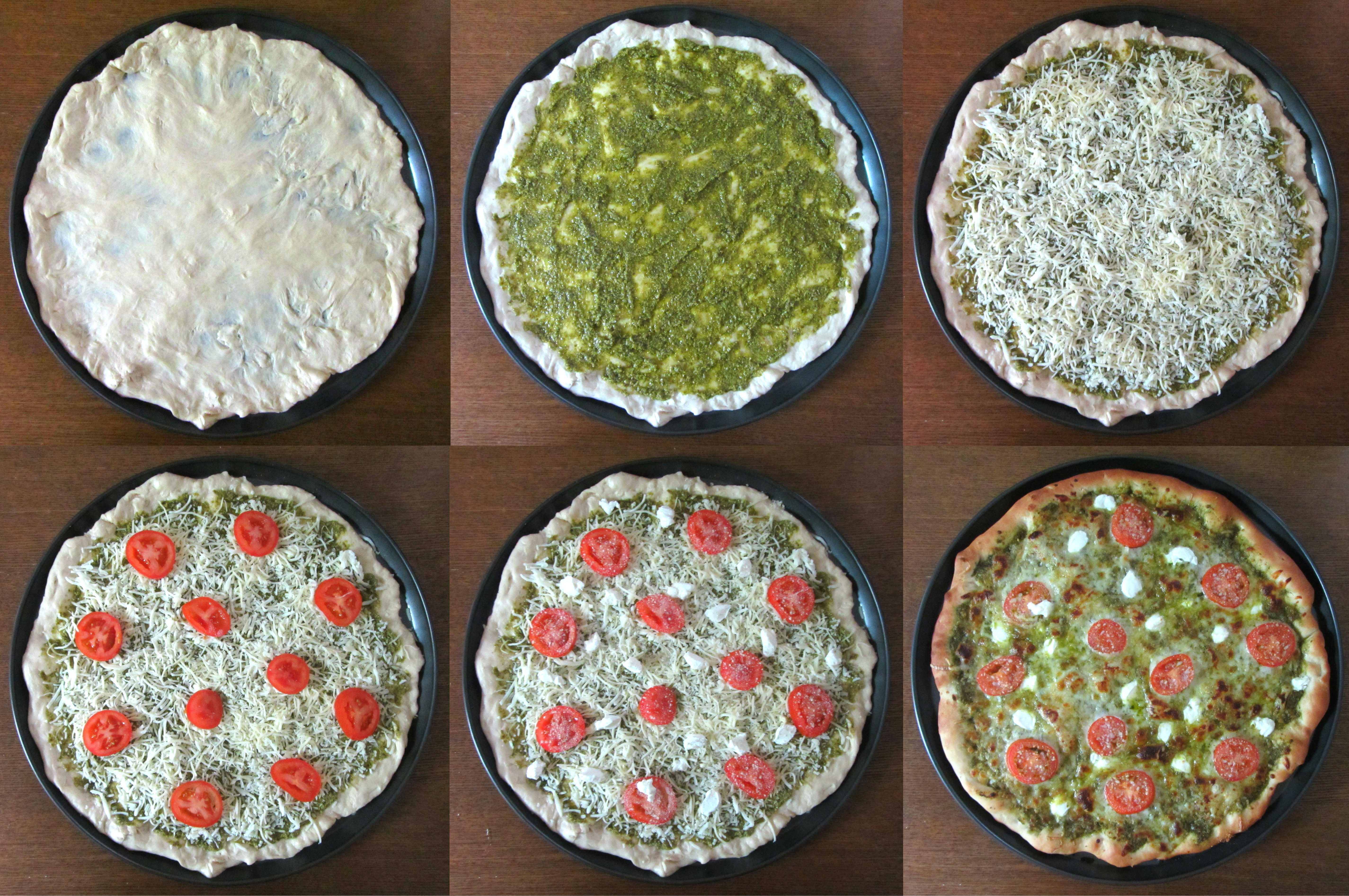 Pesto pizza collage