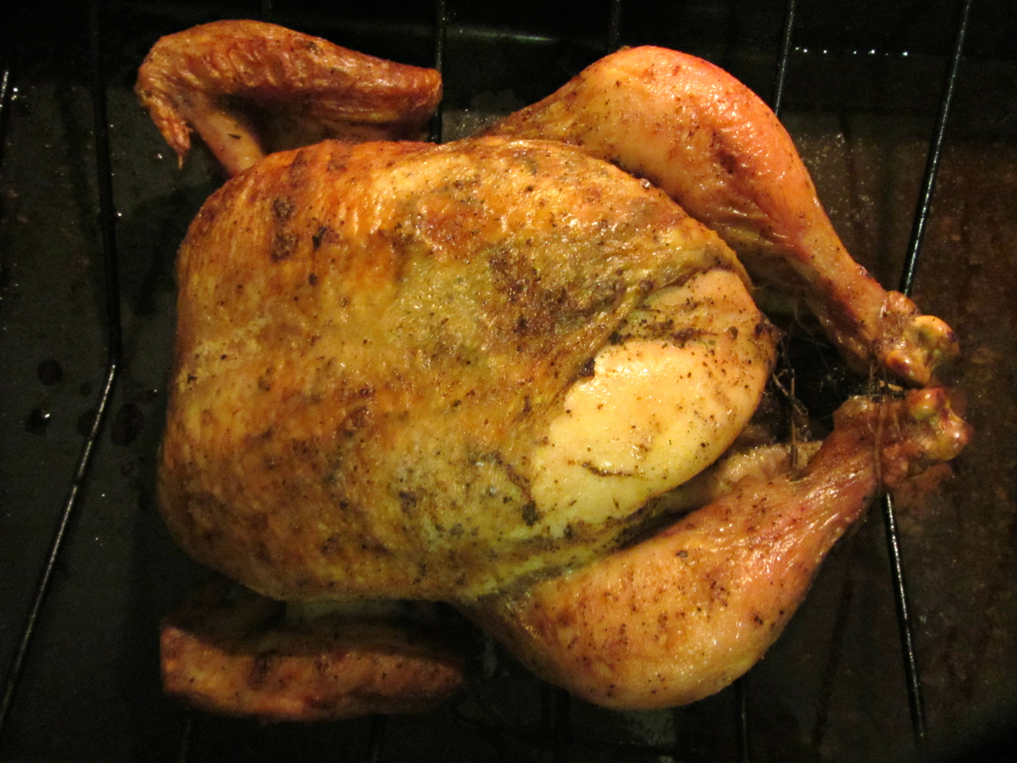 Whole chicken in pan